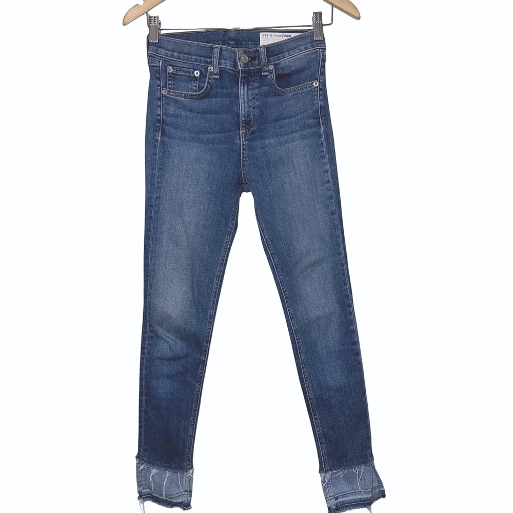 Rag & Bone 10 Inch Ankle Skinny Jeans Crows Nest Raw Hem Size 25